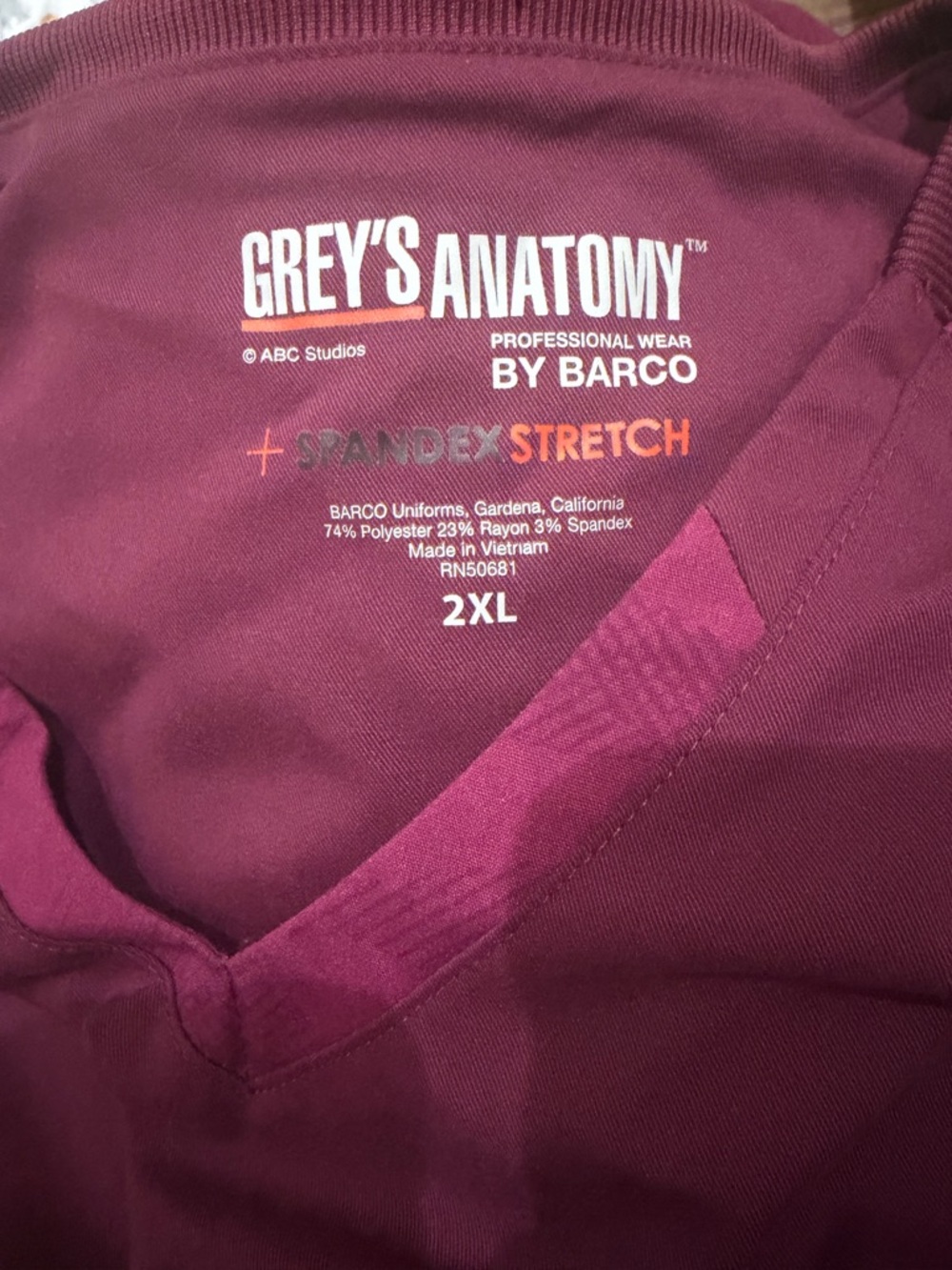 Grey's Anatomy Women's V-Neck Scrub Top - Wine - Picture 3 of 6